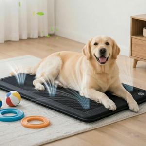 Electric Dog Cooling Mat, 30"x24" Pet Cooling Mat Indoor with Fan for Dogs and Cats, 3 Cooling Levels, Non-Slip Chill Pad for Dogs & Cats from 2255 lbs, No Water or Refrigeration Needed