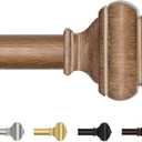 Wood Curtain Poles for Windows 66 to 120 Inch(5.5 to 10ft), USFOOK 7/8 Inch Decorative Single Curtain Rod Set, Long Heavy Duty Drapery Rods 32 to 120, Square Finials