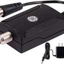 GE Indoor TV Antenna Amplifier, Antenna Signal Booster, HD TV Digital VHF UHF, Low Noise, AC Power Adapter, Black, 42178