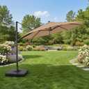 Garden Winds Heavy Duty Reinforced RipLock 500 Replacement Canopy Top Cover Compatible with Everhome 11' Offset Solar Umbrella Models 69745277, 69745276, 69745278, 69745279 - Beige