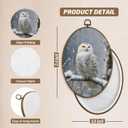 XBBMGG Winter Owl Wall Art Decor, Rustic Winter Bird Oval Wall Hanging Decor, Retro Cottagecore Farmhouse Snowy Owl Framed Canvas Prints for Living Room Bathroom Decorations, 8.6x11.4 inch
