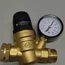 RV Water Pressure Regulator Valve for Camper, Regulate Valves with Strainer, Made of Leadless Brass, RV Water Pressure Regulator with Pressure Gauge