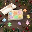 2 x 24 Pcs Pastel Christmas Candy Snowflake Gingerbread Ornaments Xmas Tree Hanging Decorations Winter Candy Snowflake Ornaments with Ropes for Christmas Tree Winter Crafts Xmas Decor