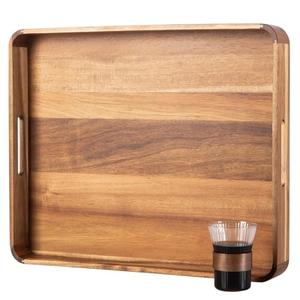 GinSent Wooden Serving Tray with Handles,Rustic Ottoman Tray for Kitchen Counter/Coffee Table/Living Room Decor,Versatile Tray for Party Picnic Barbecue, 20x20 inches