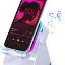 Wireless Bluetooth Induction Speaker, Phone Speaker Amplifier with Colorful Lights & 3500mAh Battery, Portable Phone Stand Compatible with iPhone/iPad/Android/Samsung - White