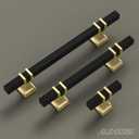 Alzassbg 10 Pack Matt Black and Gold Cabinet Pulls, 7 Inch(177mm) Hole Centers Kitchen Hardware Square Cabinet Handles for Cabinets and Drawers AL3094KGP-MB