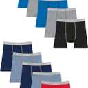 Hanes Boys' Underwear, Boxer Briefs for Boys and Toddlers, Soft Cotton, 7 and 10 Packs,  Grey/Blue/Black/Red, Size 10