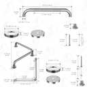 Polished Chrome L-Shaped Grab Bar 16x16 Inch + Knurled Shower Grab Rail 20 Inch, Zepolu Stainless Steel Angled Toilet Safety Bar, Bathroom Mobility Aid Handrail, Balance Support Assist Bar for Senior