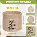 SATINIOR 24 Pack Let Love Grow Wedding Gifts Favors for Guests Bulk Mini Burlap Succulents Planter Pots Wraps Bags with Drainage Hole for Bridal Shower Baby Shower Engagement Anniversary Table Decor