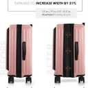 TRAVELARIM 20 Inch Carry On Luggage 22x14x9 Airline Approved, Carry On Suitcase with Wheels, Hard-shell Carry-on Luggage, Durable Luggage Carry-On, Pink Small Suitcase with Cosmetic Case