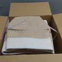 Laundry Hamper Large Laundry Basket with Leather Handles, Decorative Storage Cotton Rope Woven Basket for Blankets, Clothes Hamper for Living Room, Jute & White, 85L