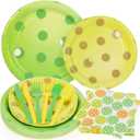 144 Pcs 3D Pickleball Party Supplies Paper Pickleball Plates and Napkins Dinnerware Set Tableware Supplies Includes Paper Plates Napkins Forks Serve 24 for Birthday Sports Party decorations