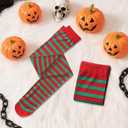 Wildarms Halloween Striped Thigh High Socks 2 Pairs - 3 Colors Over Knee Socks for Christmas Cosplay Costume Accessorie