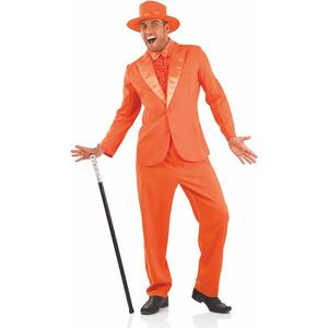 fun shack Tuxedo Costume for Men Orange or Blue Suit Mens Funny 90s Movie Character, Halloween Costumes for Men (Orange, Medium)