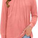 storeofbaby Girls Long Sleeve Shirts Casual Front Pleats Tops Round Neck Blouses 4-14 Years