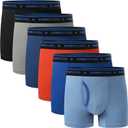 BAMBOO COOL Boys' Underwear Moisture-Wicking Breathable Boxer Briefs Soft Lightweight Tag-Free with Fly Pouch 6-Pack (Medium, Royal blue, navy Blue, orange-red, black, ocean Blue, gray(6-pack))