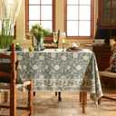 ISAENNE Designer Grayish Green Linen Small Square Tablecloth,Floral Stain Resistant Table Cloth,Vintage Decor Tablecloths for Dining Thanksgiving Kitchen Party,55"x55"-Andrew A