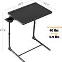 Allpop TV Tray Table - Adjustable TV Dinner Tray for Eating, Folding Laptop Table with 6 Heights & 3 Tilt Angles, Cup Holder on Couch & Bed, Black