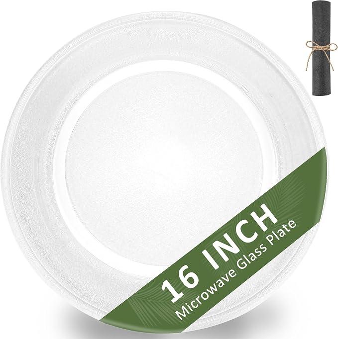 16 inch Microwave Glass Plate Replacement for G-E Microwave Oven, Microwave Glass Turntable 16 inch Replace WB49X10189 WB27X43590 WB49X10166 Microwave Plate by Fetechmate