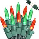 Brizled Red & Green Christmas Lights, 33ft 100 LED Christmas String Lights, 120V UL Certificated Xmas Tree Light Connectable, Mini Xmas Light Set Indoor Outdoor for Holiday Tree Party Home Decor