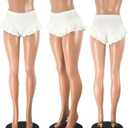 Women's Leopard Print Ruffles Hem Micro Shorts Stretch Y2k Low Rise Sexy Party Club Booty Shorts (White, L)