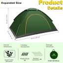 Camping Tent 2/3 PersonPortable Double Layer Outdoor Dome Tent, Waterproof Windproof Easy Setup - Suitable for Adventure, Weekend Hiking Trips, 80 x 60