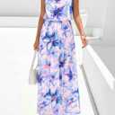 PRETTYGARDEN Floral Dress for Women 2026 Spring Formal Sleeveless Cowl Neck Graduation Summer Wedding Guest Maxi Long Dresses, Size XXL