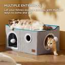 Bedsure Large Cat Beds for Indoor Cats - Extra Wide Cat Cube House for Small Pet with Fluffy Ball Hanging and Scratch Pad, Foldable Pet Cave Hideaway for Multiple Cats, 23.6x16.9x13 inches, Grey
