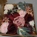 Serwalin Artificial Flowers,Burgundy Pink Roses Silk Fake Flowers for DIY Wedding Bouquet,Wedding Cake Flowers for Decor Table Centerpieces Home Party Arrangement (1 Box)