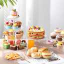 6 Pcs Acrylic Dessert Stands Set Include Display Risers Cupcake Tower and Clear Round Dessert Trays Cake Table Holder for Wedding Baby Shower Decoration(Novel Style)