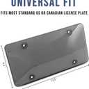 2 Pack Transparent License Plate Shield UV Protective Trim for Standard US Plates (12.2" x 6.3"), Gray