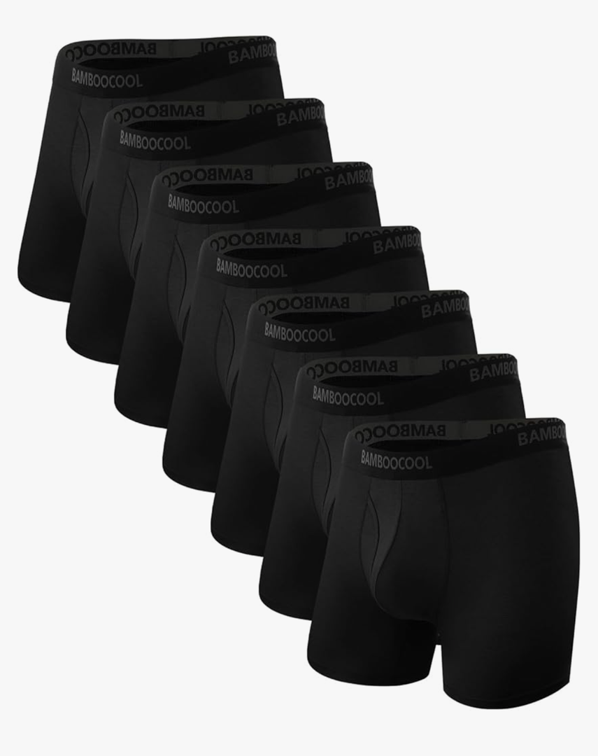 BAMBOO COOL Men's Underwear Breathable Boxer Briefs with Fly Moisture-Wicking Lightweight Underwear 7-Pack, XL