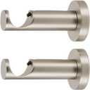 Ivilon Ceiling or Wall Mount Curtain Rod Brackets Holders for Curtain Rods of 7/8 and 1 Inch Diameter. Set of 2. Color Satin Nickel