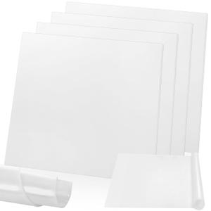 Tlence 4 Pack Translucent Silicone Sheets, 12'' x 12'' x 1/8'' 60A Duro White Rubber Mat, Heavy Duty Rubber Gasket Material, Semi Clear Silicone Pads for DIY Seals, Flooring, -76 to 356°F Resistant
