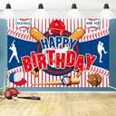 Baseball Happy Birthday Banner - 71'' x 47'' Large Baseball Backdrop for Boys Kids Teens - Birthday Party Supplies