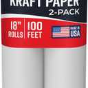 Bryco Goods 18x1200 (100) White Kraft Paper Roll - Pack of 2 - Easel Paper for Arts & Crafts, Floor Covering, Packaging, Gift Wrapping, Bulletin Boards - Made in The USA