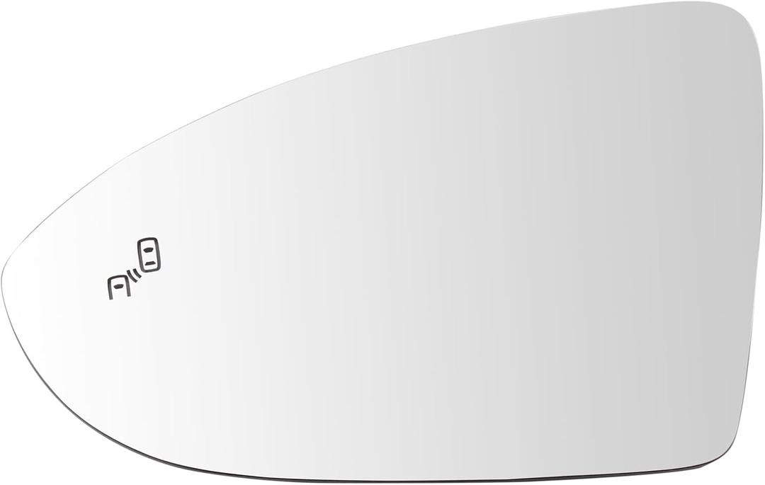 TRQ Mirror Glass Driver Side for Models with Factory Equipped Blind Spot Indicator Compatible with 2015-2021 Volkswagen GTI Golf Golf R