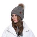 WOOH Womens Beanies for Winter,Knit Hat with Faux Fur Pom Pom Beanie for Women,Warm Fleece Lined,Less Static