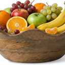 Mela Artisans 12-Inch Mango Wood Scalloped Bowl - Hand-Finished Decorative Serving and Fruit Bowl with Natural Grain for Kitchen Counter, Snacks, Desserts, Bread and Home Decor Centerpiece