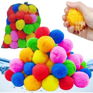 60PCS Reusable Water Balloons,Soft Splash Balls for Backyard Beach Pool,Water Toys for Adults Boys and Girls,Reusable Water Toys for Summer Fun and Family Activities, 2 inches diameter