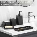 XLHOMO Bathroom Set - Black Bathroom Accessories Set, 5PCS Ceramic Bathroom Accessory Set, Bathroom Sets with Soap Dispenser, Toothbrush Tumbler, Soap Dish, Q-tip Holder & Vanity Tray