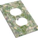 Decorative Outlet Covers with Vintage Wildflowers & Daisies on Light Green Background Design 1 Gang Duplex Light Switch Cover Plate Unique Wall Plates Switchplate Cover