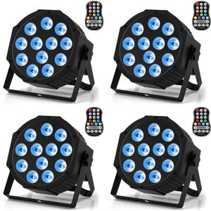 Rechargeable Par Lights RGBW 4-in-1 LED Uplights Battery Powered Stage Lights, HOLDLAMP DJ Lights Sound Activated with Remote & DMX Control for Festival Party Event Wedding Bar (4 Packs)