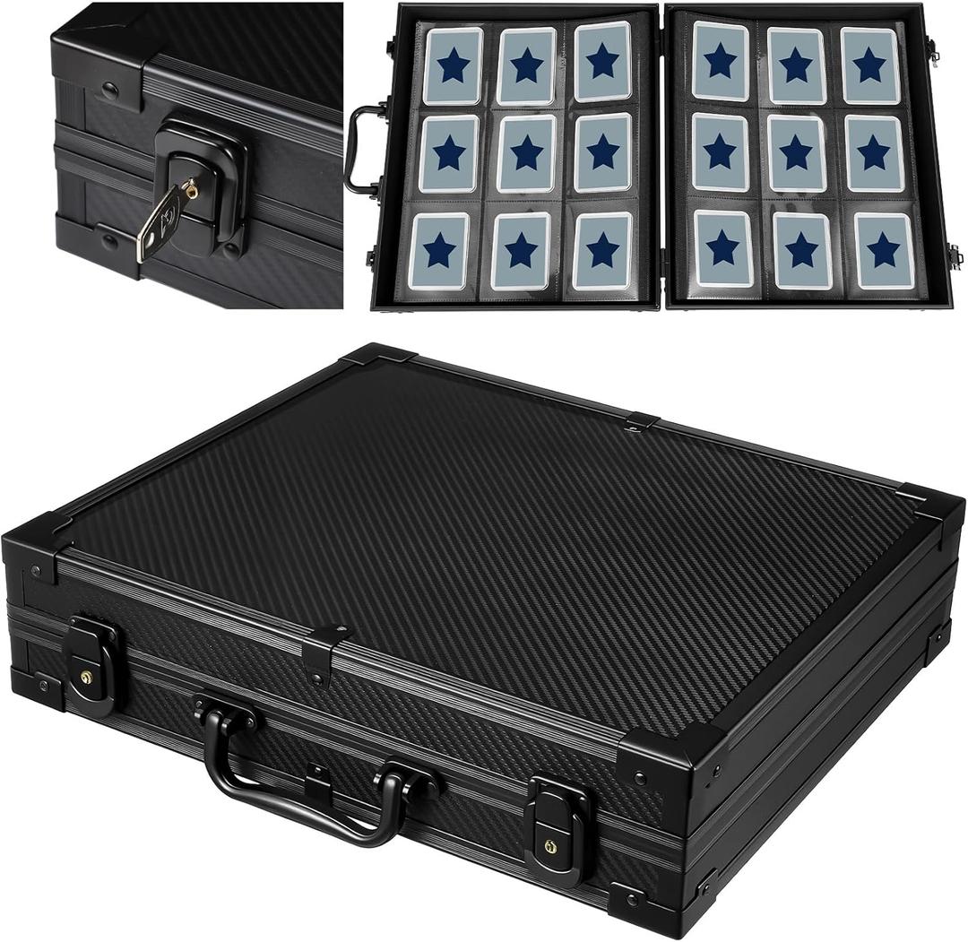 Abbylike Top Loader Binder with Lock Hold 288 Top Loaders Black Hard Cases 9 Pocket 16 Double Sided Pages Card Folders for Collection Compatible 3 x 4'' Trading Sports Cards