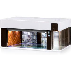 1/64 Scale Diecast Display Case for Hot Wheel Storage with LED Lights, Stackable Electric Garage with Voice Control, 3 Replaceable 3D Scenes Parking Lot Diorama for Model Cars (White)