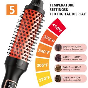 NONK Thermal Brush 1.5", Thermal Round Curling Brush, Long Lasting Universal Voltage Heated Curling Iron for All Hair, Tourmaline Ceramic,Curling Iron with 5 Temperature Control, Rose Gold