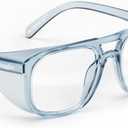 Stoggles Aviator Z87.1 Certified Safety Glasses, Blue-Light, UV Blocking Lens, Top & Side Shield, Anti-Fog, Stylish Eyewear (Denim)
