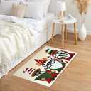 Quimoy Christmas Bathroom Rugs, Non Slip Washable Gnome Bath Mat, Cute Gnome Beige Bath Rug for Christmas Winter Bathroom Decor