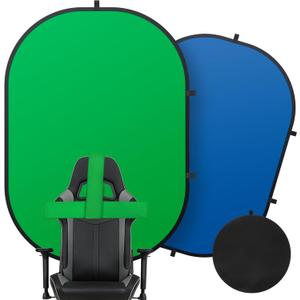 Green Screen Portable,Heorryn 3x5ft Green Blue Screen Chair Backdrop Kit Background Double Sided Pop Up Chroma Key for Photography,Live Streaming Gaming Zoom Video Chats Parties and Meeting