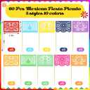 60 Pcs Colorful Mexican Fiesta Cupcake Toppers, Mini Paper Papel Picado Banner Cake Toppers, Mexican Themed Party Decorations Supplies for Cinco de Mayo Dia De Los Muertos Day of the Dead Decor